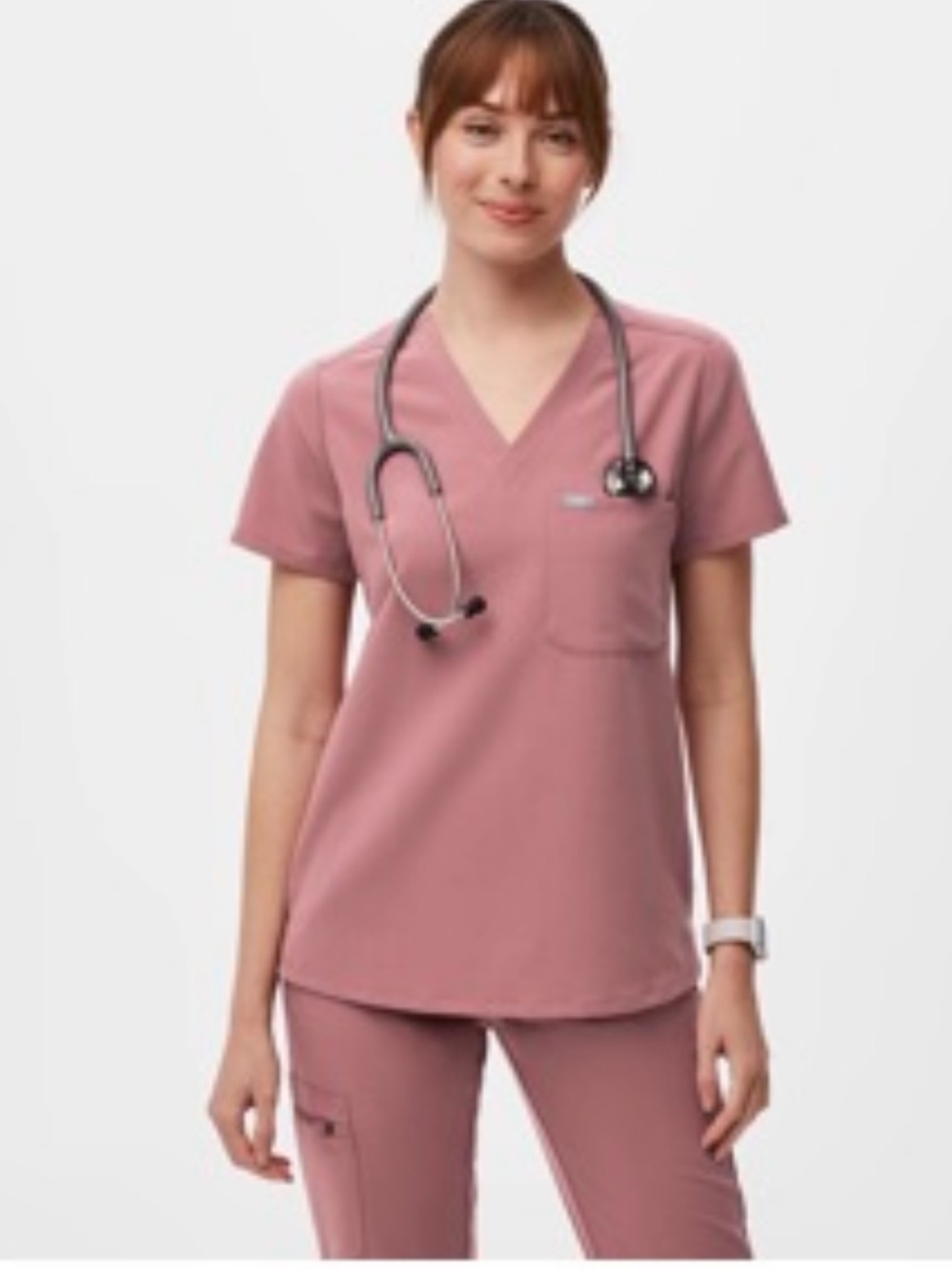 FIGS Mauve Catarina-One-Pocket Scrub Top ~Size Medium
